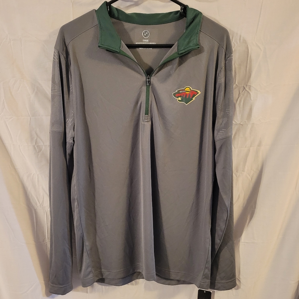 Mens NHL Minnesota Wild Polyester Quarter Zip Pullover Size M NWT